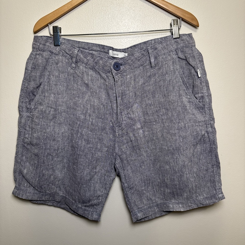 Onia 100% Linen Men 34 Dress Shorts Casual Summer Lightweight outdoor beach gray